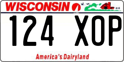 WI license plate 124XOP