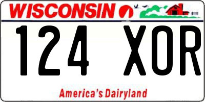 WI license plate 124XOR