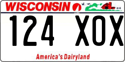 WI license plate 124XOX