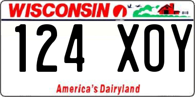 WI license plate 124XOY