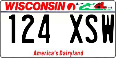 WI license plate 124XSW