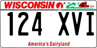WI license plate 124XVI