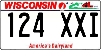 WI license plate 124XXI