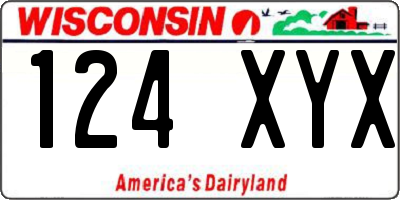 WI license plate 124XYX