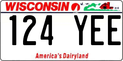 WI license plate 124YEE