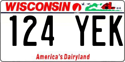 WI license plate 124YEK