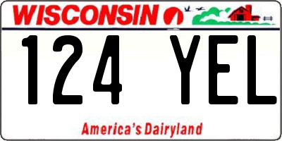 WI license plate 124YEL