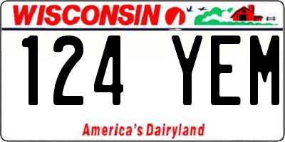 WI license plate 124YEM
