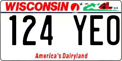 WI license plate 124YEO