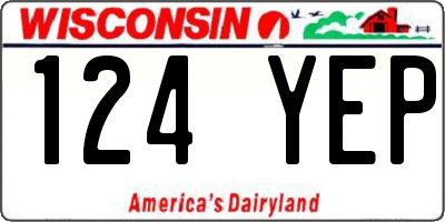 WI license plate 124YEP