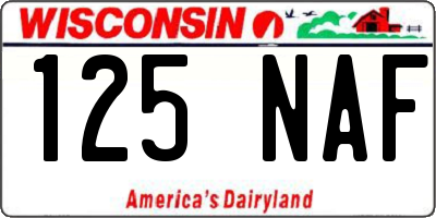 WI license plate 125NAF