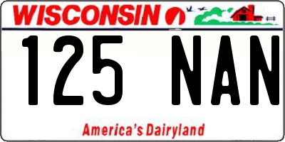 WI license plate 125NAN