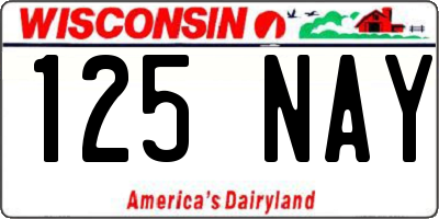 WI license plate 125NAY