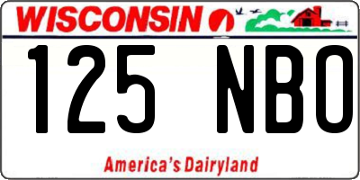 WI license plate 125NBO