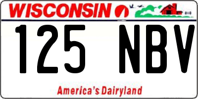 WI license plate 125NBV