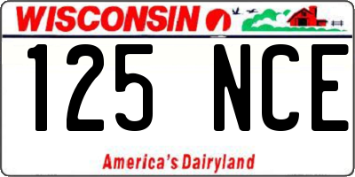 WI license plate 125NCE