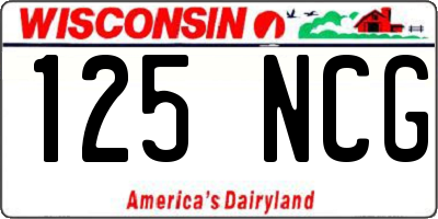 WI license plate 125NCG