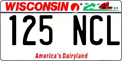 WI license plate 125NCL