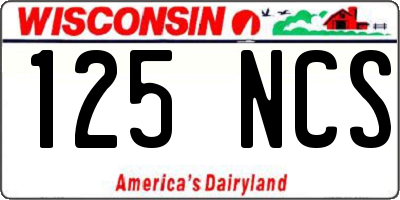 WI license plate 125NCS