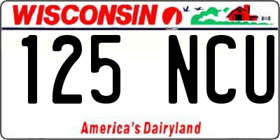 WI license plate 125NCU