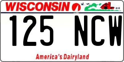 WI license plate 125NCW
