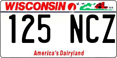 WI license plate 125NCZ