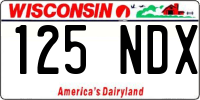 WI license plate 125NDX