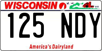 WI license plate 125NDY