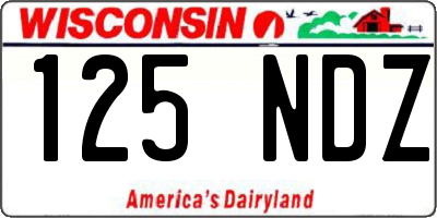 WI license plate 125NDZ