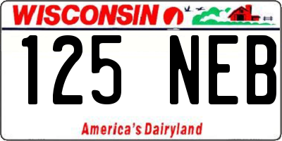 WI license plate 125NEB