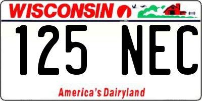 WI license plate 125NEC