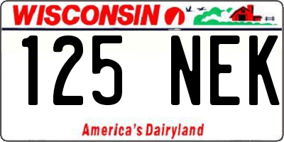 WI license plate 125NEK