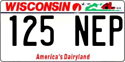 WI license plate 125NEP