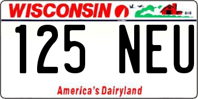 WI license plate 125NEU