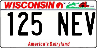 WI license plate 125NEV