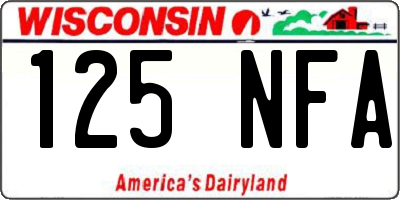 WI license plate 125NFA