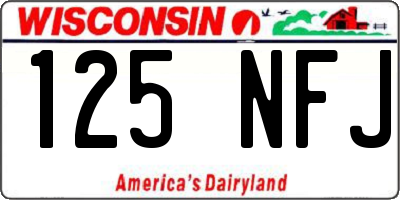 WI license plate 125NFJ