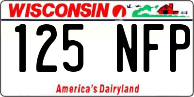 WI license plate 125NFP