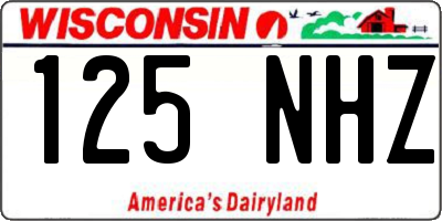 WI license plate 125NHZ