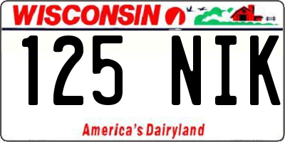 WI license plate 125NIK