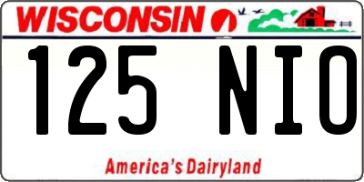 WI license plate 125NIO