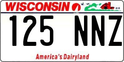 WI license plate 125NNZ