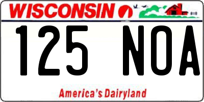 WI license plate 125NOA
