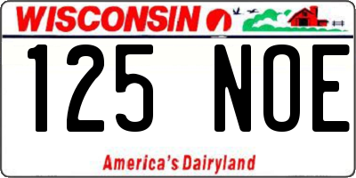 WI license plate 125NOE