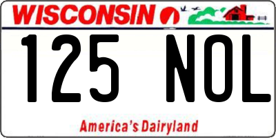 WI license plate 125NOL