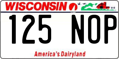 WI license plate 125NOP