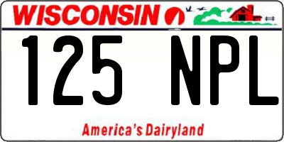 WI license plate 125NPL