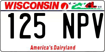 WI license plate 125NPV