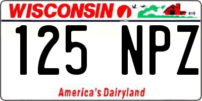 WI license plate 125NPZ