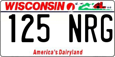 WI license plate 125NRG
